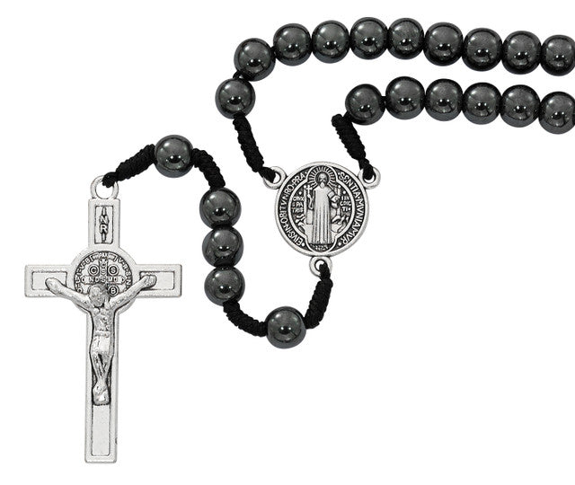 8MM CORD ST BENEDICT HEMATITE