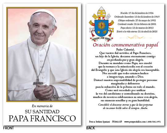 Pope Francis Prayer Cards