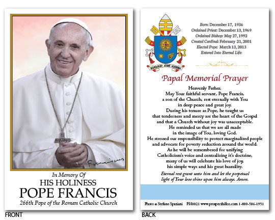 Pope Francis Memorial Cards