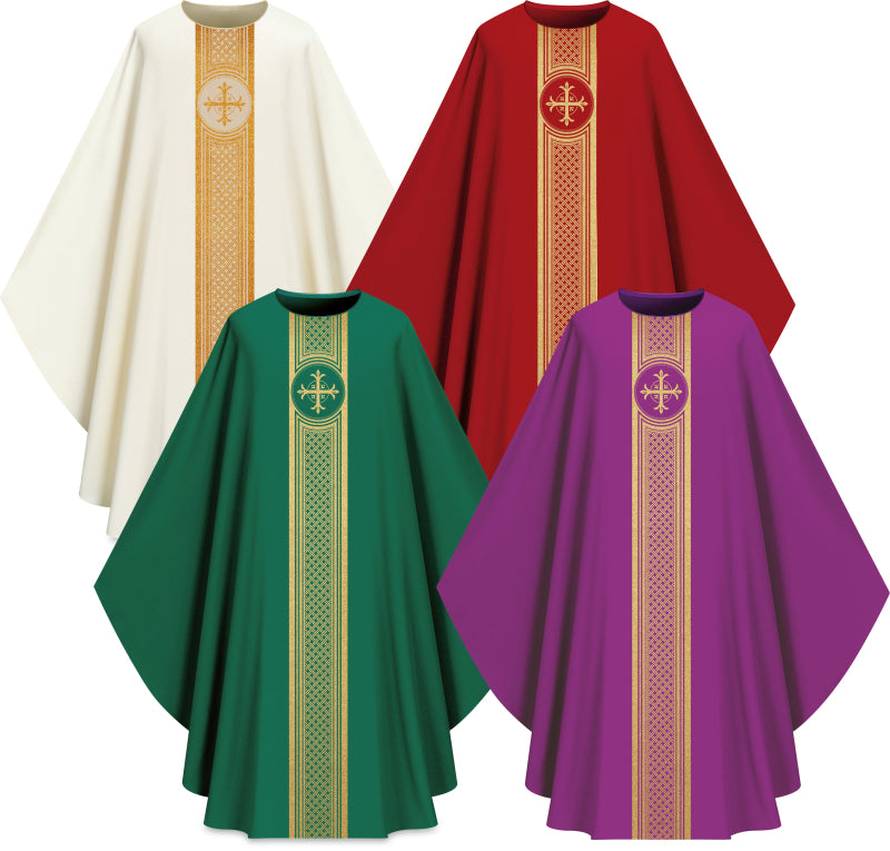 Slabbinck - Gold Cross Assisi Chasuble w/ Stole - Slabbinck - Chiarelli's Religious Goods & Church Supply