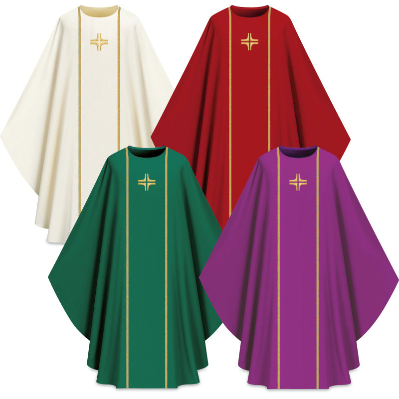 ASSISI Chasuble w/ small braid and embroidered cross | 701031-701034