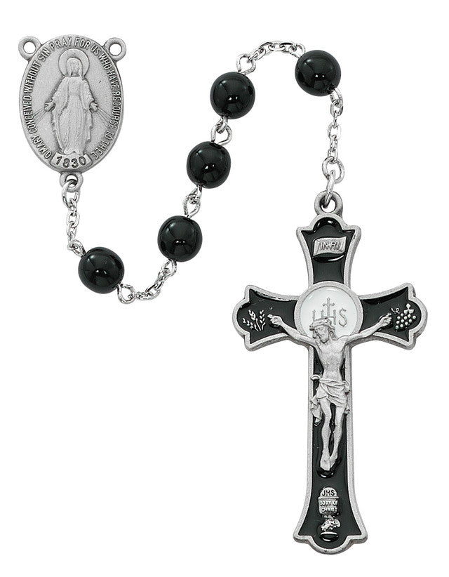 Black Glass Rosary | R560DF