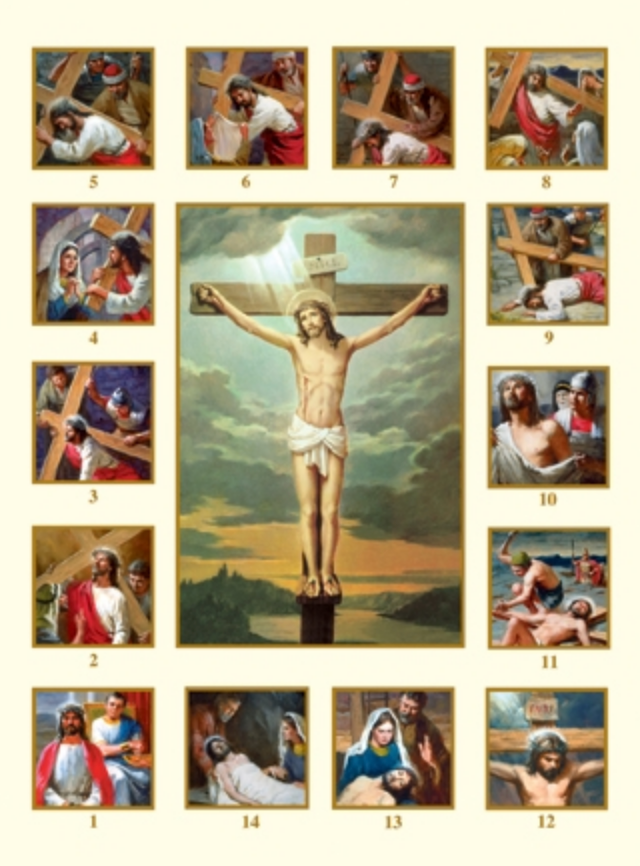 Stations of the Cross Large Size Holy Card