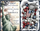 250th Anniversary USA Pearl Rosary Gift Boxed with Prayer Card