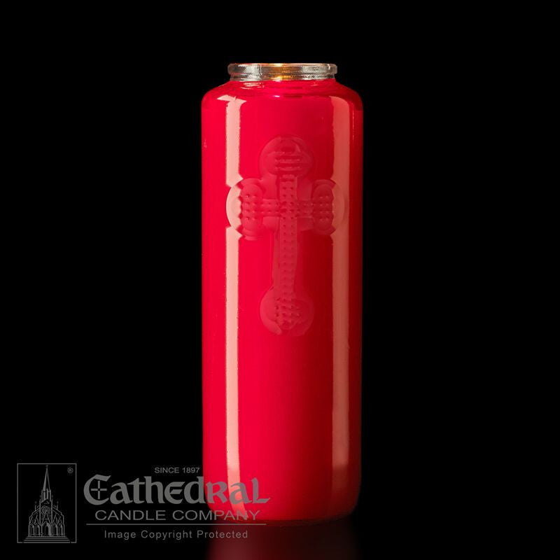 5 & 6-Day Glass Votive Candle (Crystal or Colored) - Cathedral Candle - Chiarelli's Religious Goods & Church Supply