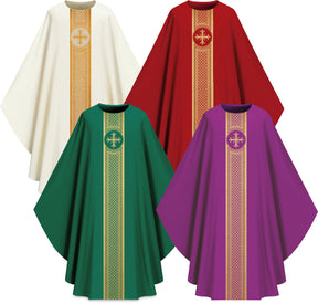 Slabbinck - Gold Cross Assisi Chasuble w/ Stole - Slabbinck - Chiarelli's Religious Goods & Church Supply