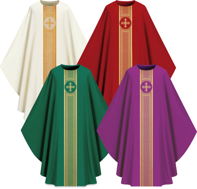 Slabbinck - Gold Cross Assisi Chasuble w/ Stole - Slabbinck - Chiarelli's Religious Goods & Church Supply