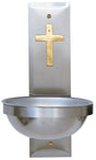 Holy Water Font - Stainless Steel w. Brass - K149 - Koleys - Chiarelli's Religious Goods & Church Supply
