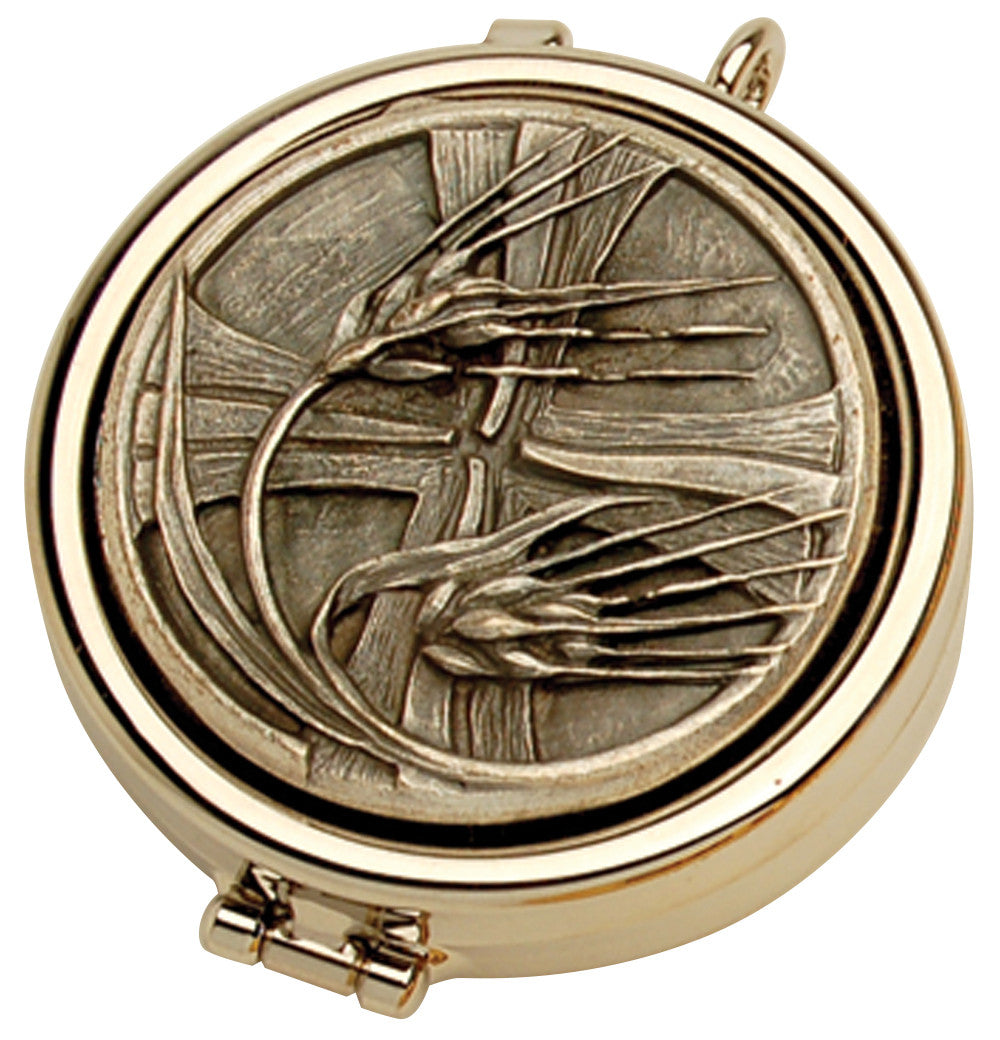 Pyx - Nickel Plate - Wheat and Cross Design - K86 - Koleys - Chiarelli's Religious Goods & Church Supply