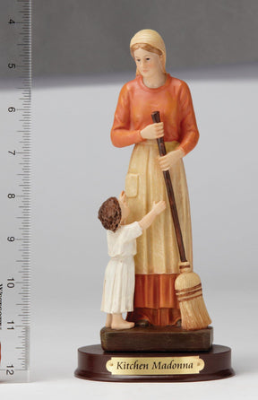 8" Kitchen Madonna Statue - Hand Painted - Religious Art - Chiarelli's Religious Goods & Church Supply