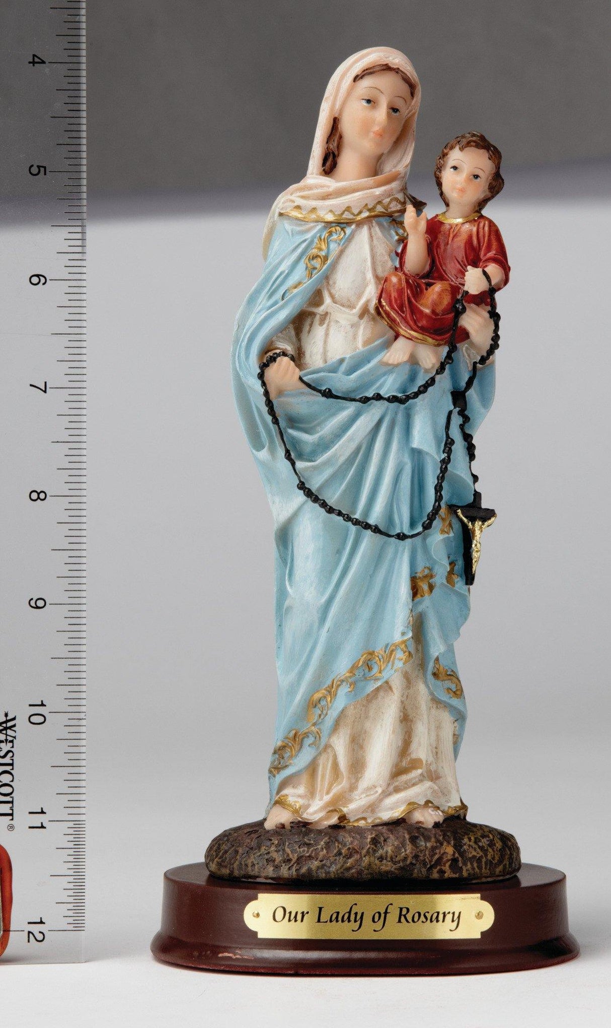 8" Our Lady of the Rosary Statue - Hand Painted - Religious Art - Chiarelli's Religious Goods & Church Supply
