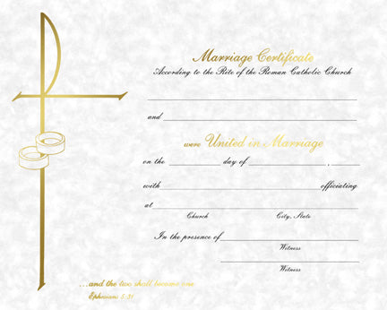 Parchment Marriage Certificate - Barton Cotton - Chiarelli's Religious Goods & Church Supply
